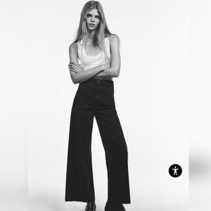 ZARA HIGH WAISTED ZW SAILOR STRAIGHT JEANS WIDE LEG, SIZE 14